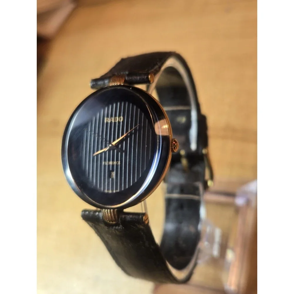 Rare RADO Florence 152.3694.2 Quartz Black Watch 32mm. New Battery Installed